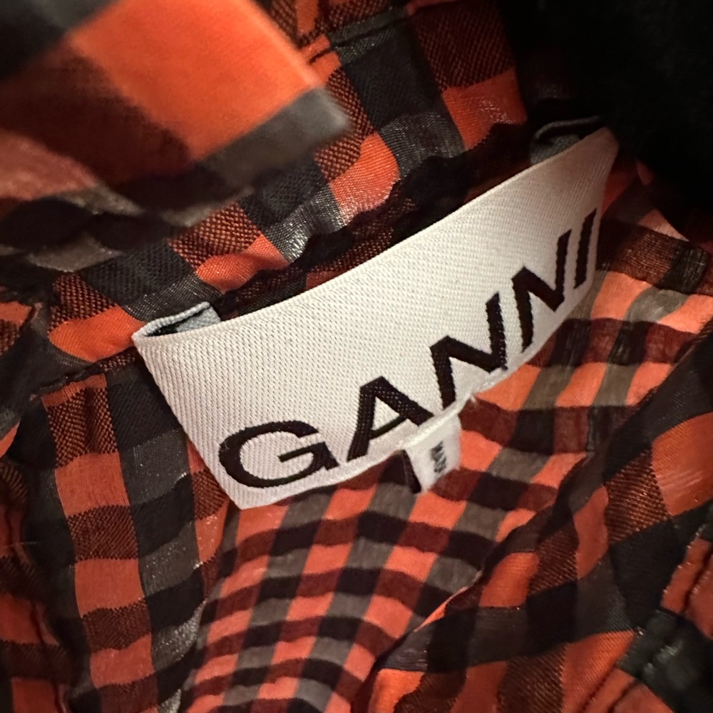GANNI Ruffled gingham seersucker blouse - Picture 8 of 10